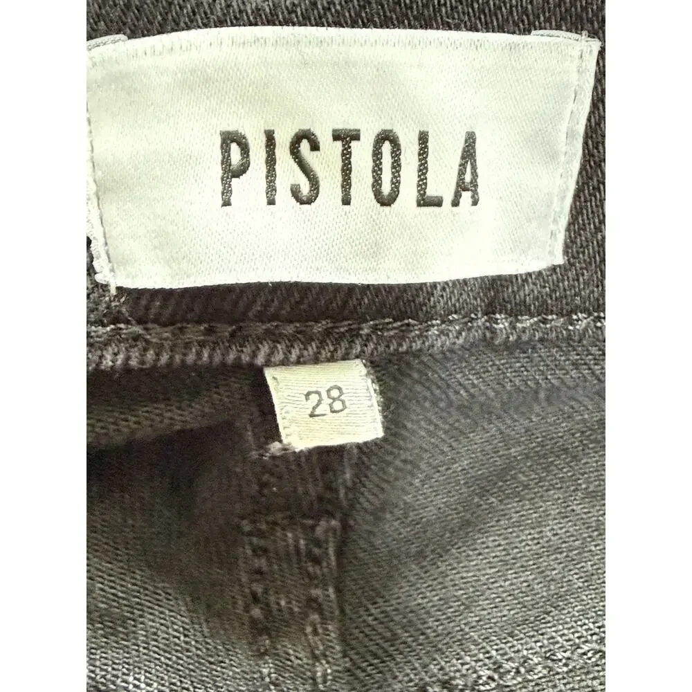 Pistola Black Raw Fringe Hem Crop Bootcut Jeans Womens Size 28 Stretch Denim